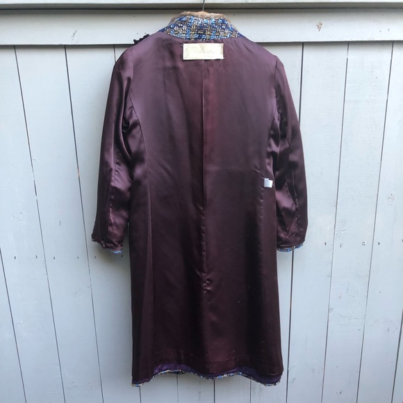 Vintage Thalhimers French Salon plaid tweed & fur collar long coat (price firm) - Picture 14 of 14